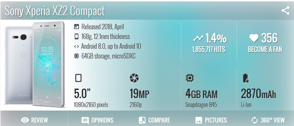 سعر ومواصفات Sony Xperia XZ2Compact